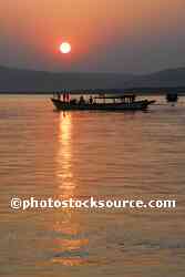 Irrawaddy Boats at Sunset