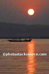 Irrawaddy Boat at Sunset