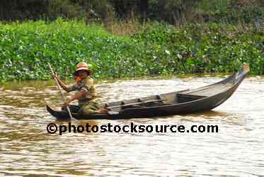 Woman Paddling Boat