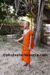 Monk with Broom