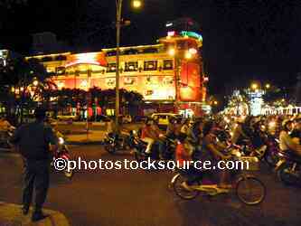 Motor Scooters at Night