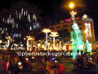 Motor Scooters at Night
