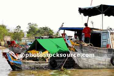 Sampans on River