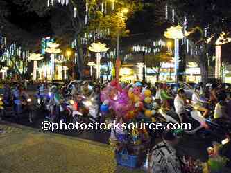 Motor Scooters at Night