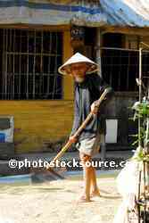 Old Man Raking Rice
