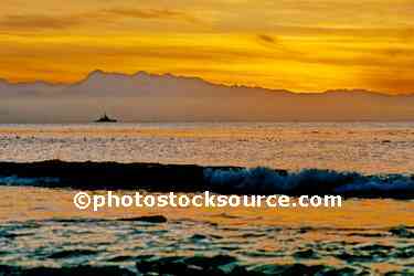 Warship at Sunset